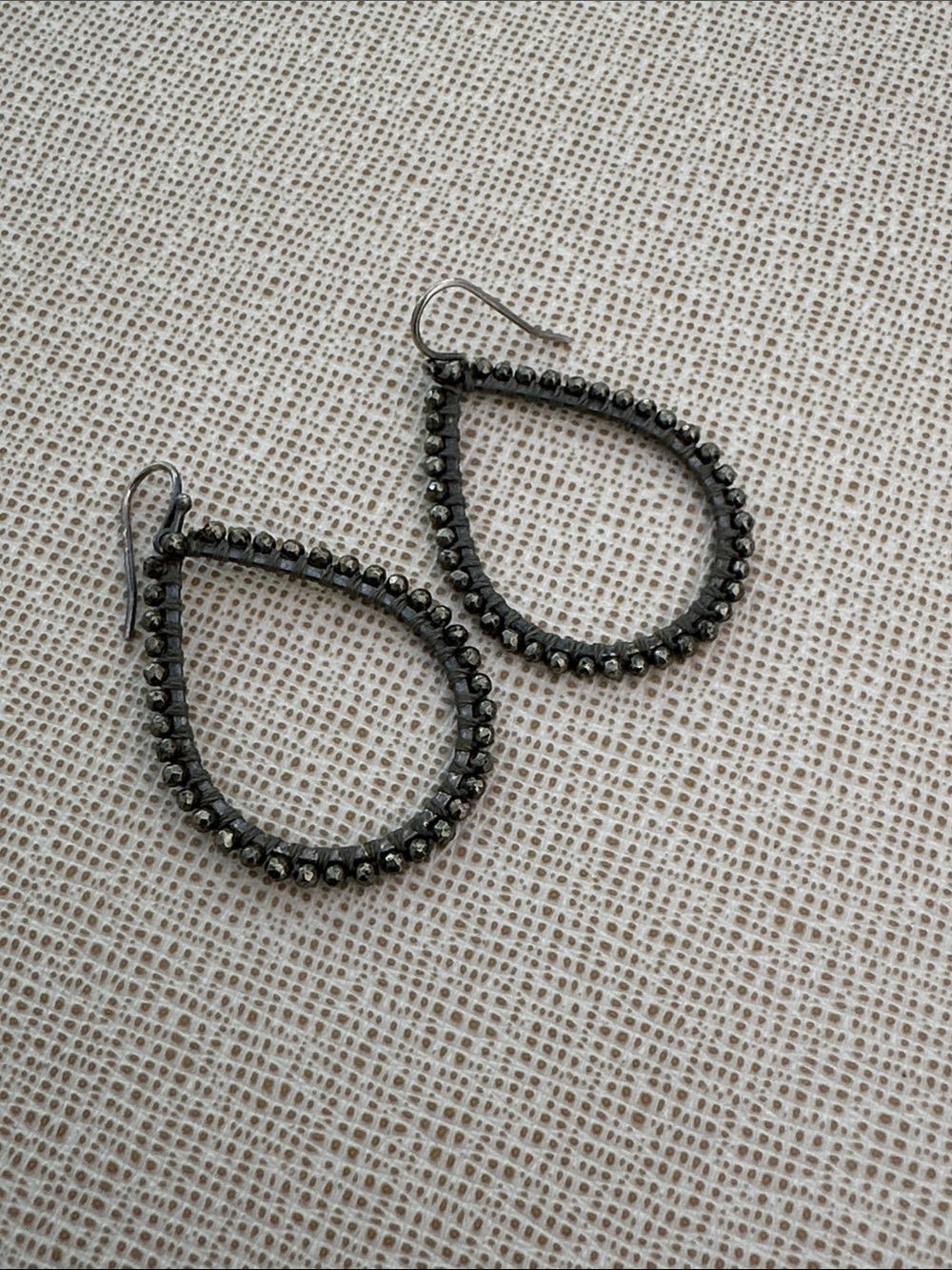 Silpada Hematite Beaded Teardrop Earrings
